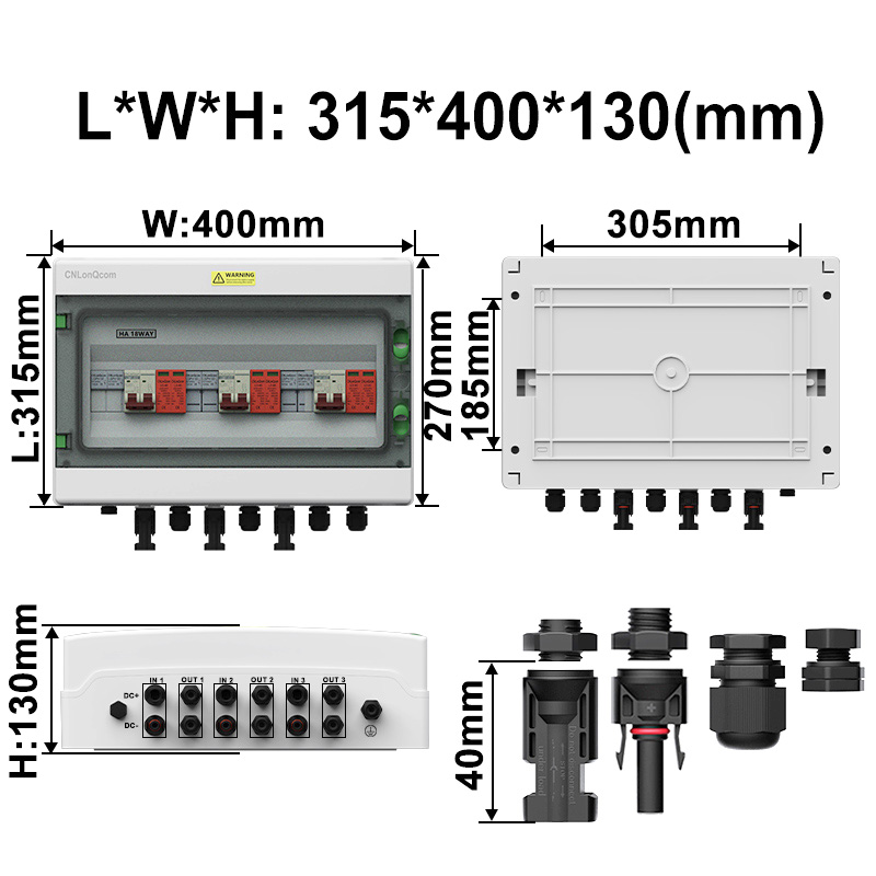 PV Combiner Box 3 in 3 out DC500V